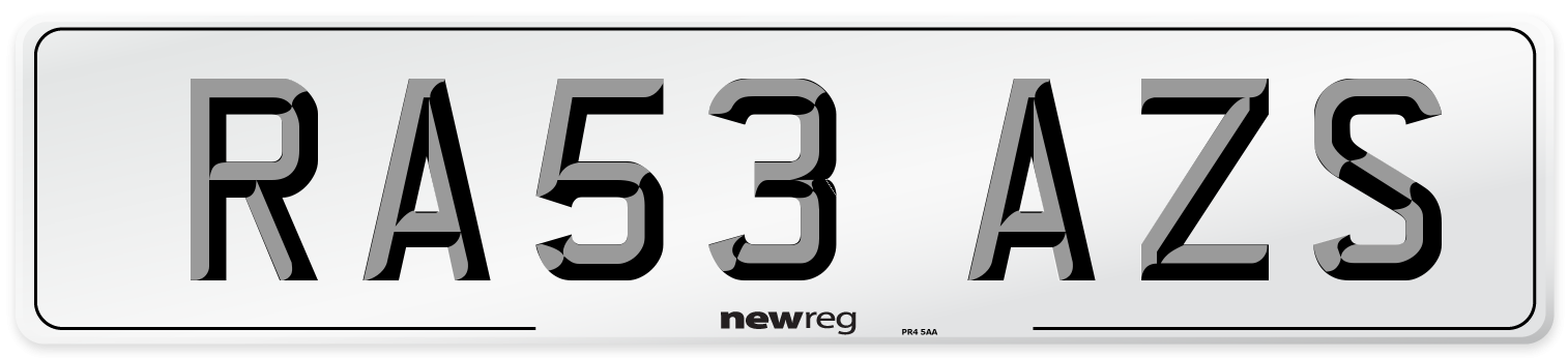 RA53 AZS Number Plate from New Reg